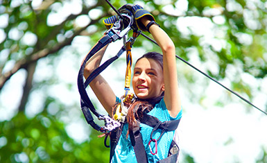 Girl on zip line